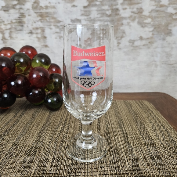 Vintage Other - Budweiser Beer 1984 Los Angeles Olympics Beer Glass Vintage 7" Tall
